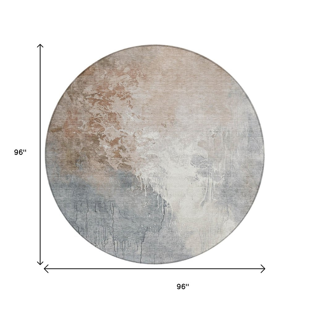 3' X 5' Rust And Gray Abstract Washable Indoor Outdoor Area Rug