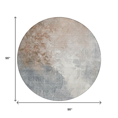 3' X 5' Rust And Gray Abstract Washable Indoor Outdoor Area Rug