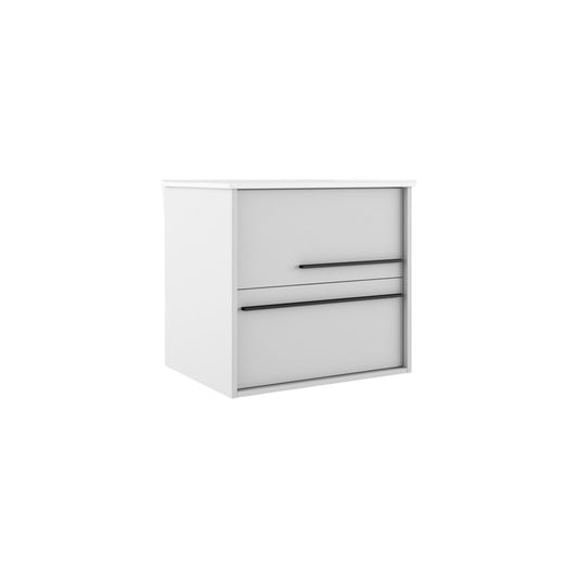 24" Off White Wood Floating Bathroom Vanity With White Sink And Two Drawers