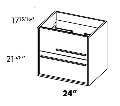 24" Dark Brown Wood Floating Bathroom Vanity With White Sink And Two Drawers