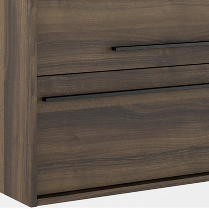 24" Dark Brown Wood Floating Bathroom Vanity With White Sink And Two Drawers