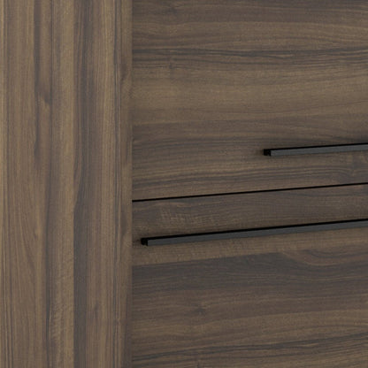 24" Dark Brown Wood Floating Bathroom Vanity With White Sink And Two Drawers