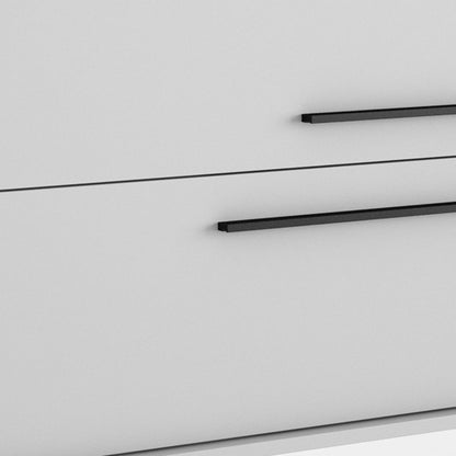 32" Off White Wood Floating Bathroom Vanity With White Sink And Two Drawers