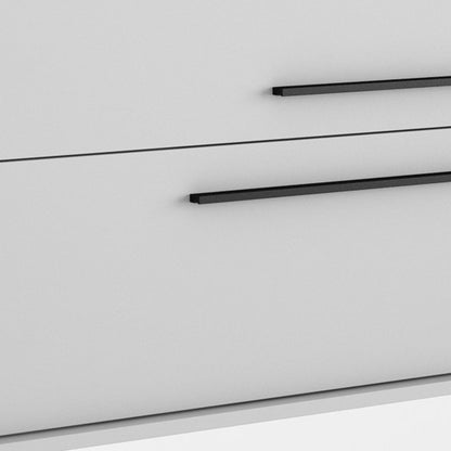 32" Off White Wood Floating Bathroom Vanity With White Sink And Two Drawers