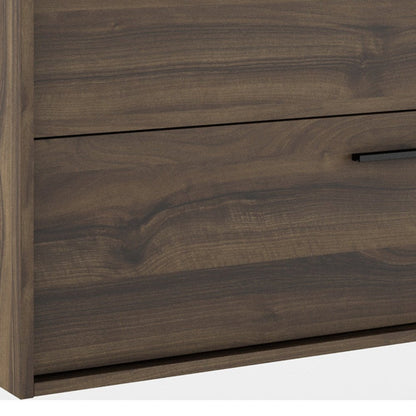 40" Dark Brown Wood Floating Bathroom Vanity With White Sink And Two Drawers