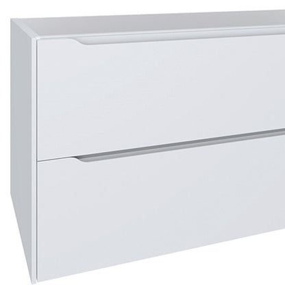 40" White Wood Floating Bathroom Vanity With White Sink And Two Drawers