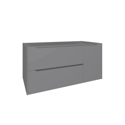 40" Gray Wood Floating Bathroom Vanity With White Sink And Two Drawers