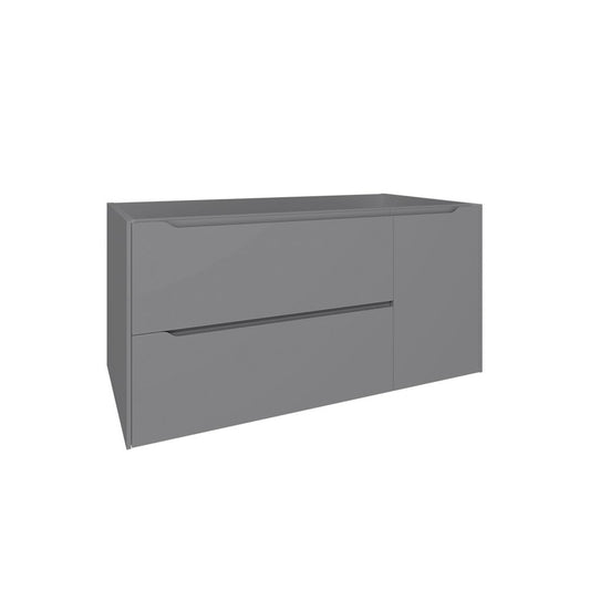 40" Gray Wood Floating Bathroom Vanity With White Sink And Two Drawers