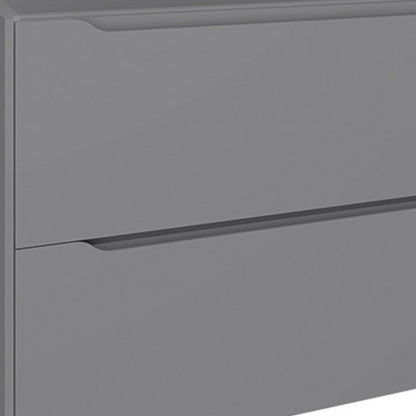 40" Gray Wood Floating Bathroom Vanity With White Sink And Two Drawers