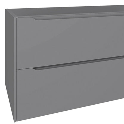 40" Gray Wood Floating Bathroom Vanity With White Sink And Two Drawers