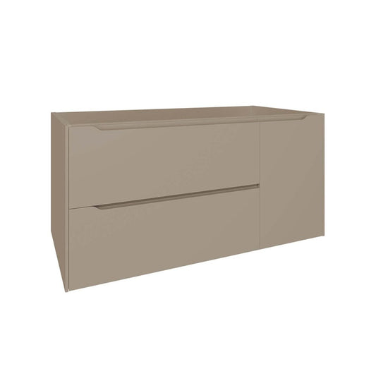 40" Taupe Wood Floating Bathroom Vanity With White Sink And Two Drawers