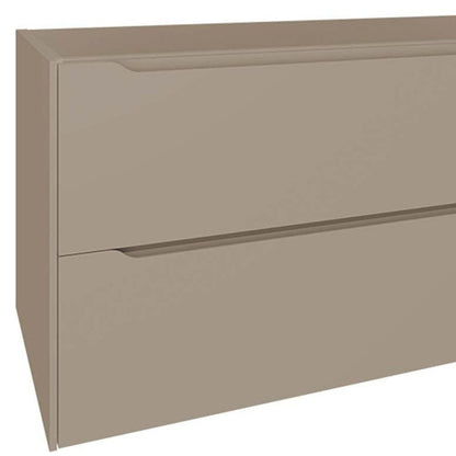 40" Taupe Wood Floating Bathroom Vanity With White Sink And Two Drawers