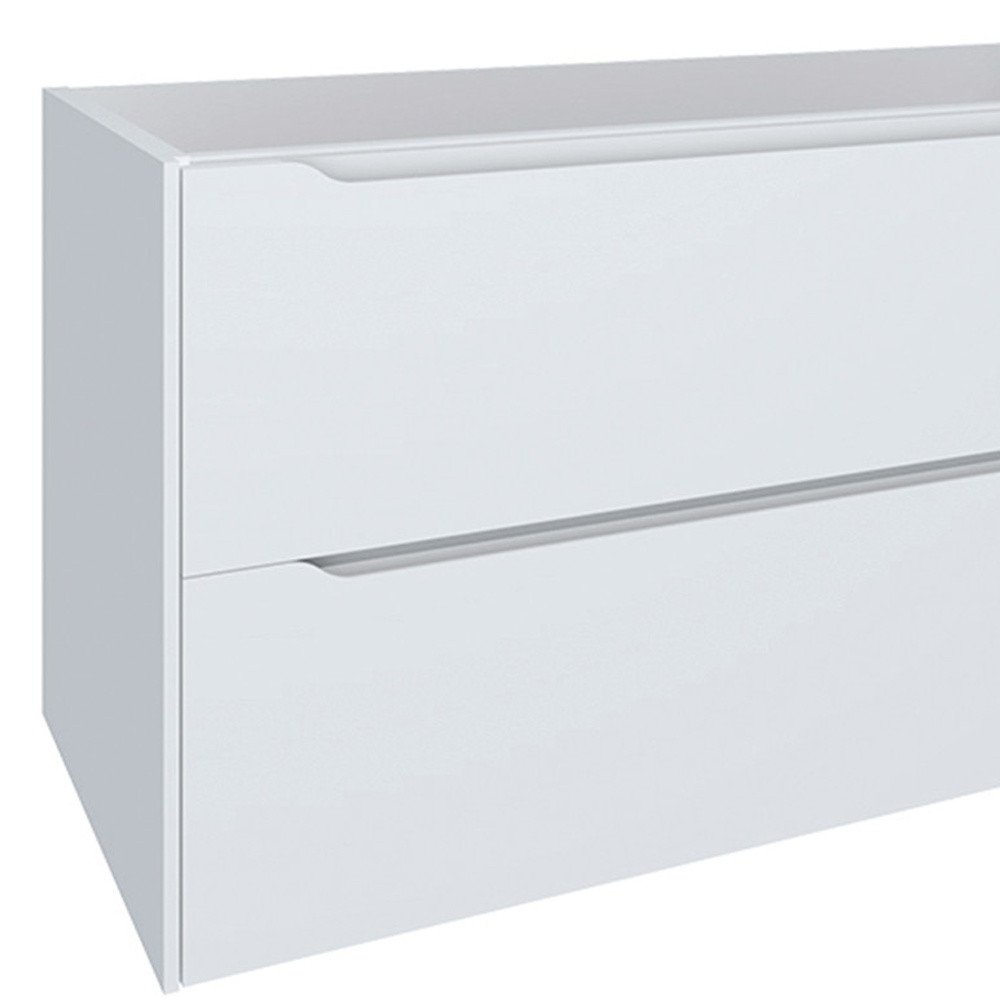48" White Wood Floating Bathroom Vanity With White Sink And Two Drawers