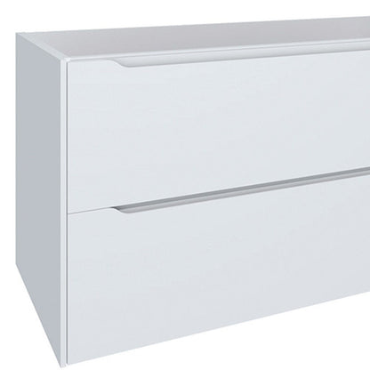 48" White Wood Floating Bathroom Vanity With White Sink And Two Drawers