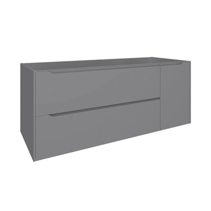48" Gray Wood Floating Bathroom Vanity With White Sink And Two Drawers