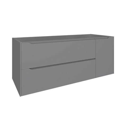 48" Gray Wood Floating Bathroom Vanity With White Sink And Two Drawers