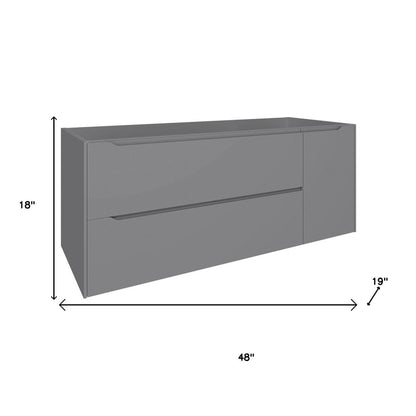 48" Gray Wood Floating Bathroom Vanity With White Sink And Two Drawers
