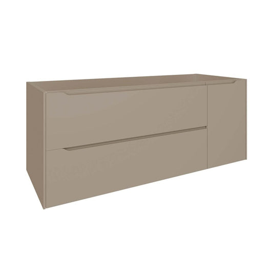 48" Taupe Wood Floating Bathroom Vanity With White Sink And Two Drawers