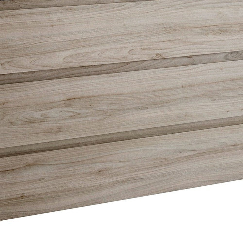48" Natural Wood Freestanding Bathroom Vanity With White Sink And Three Drawers