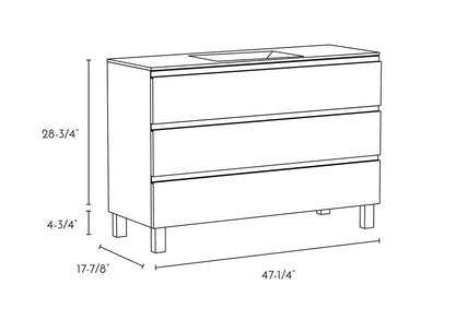 48" Natural Wood Freestanding Bathroom Vanity With White Sink And Three Drawers