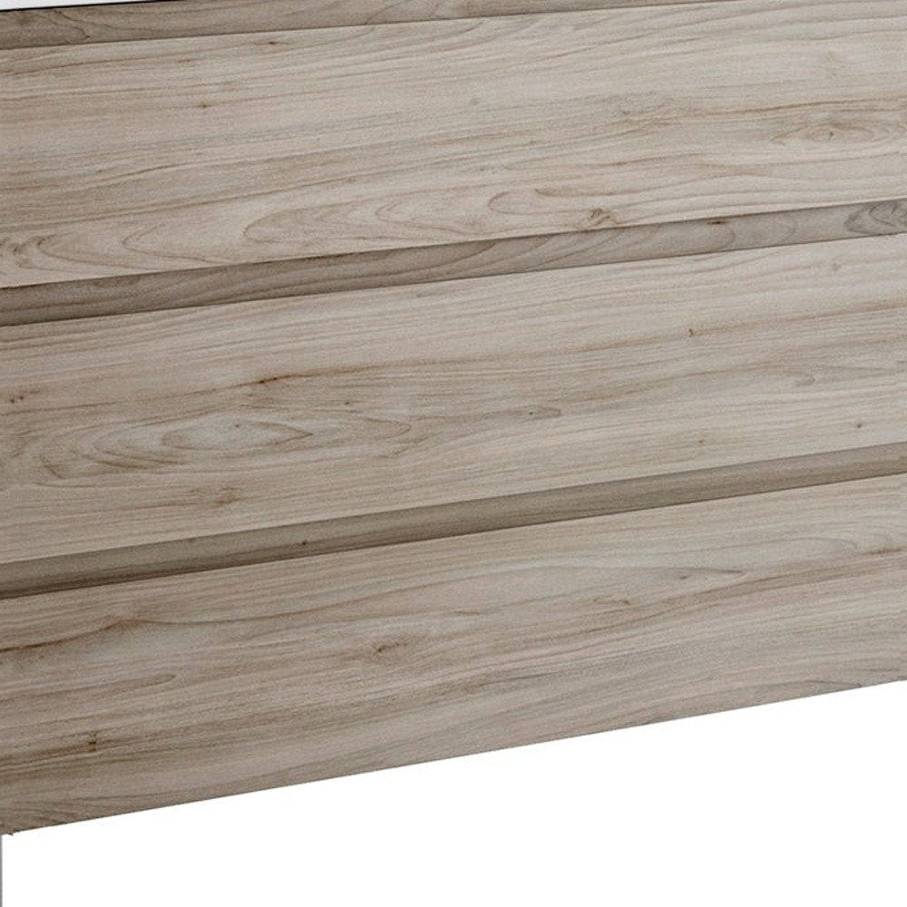 48" Natural Wood Freestanding Bathroom Vanity With White Sink And Three Drawers