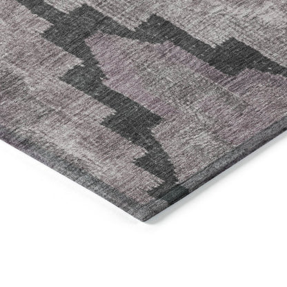 3' X 5' Lavender And Charcoal Aztec Washable Indoor Outdoor Area Rug