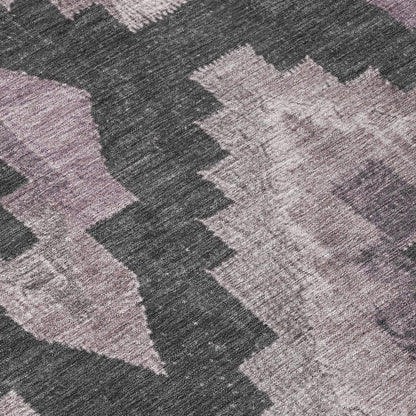 3' X 5' Lavender And Charcoal Aztec Washable Indoor Outdoor Area Rug