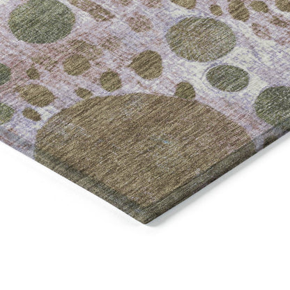 3' X 5' Khaki Blue And Purple Geometric Washable Indoor Outdoor Area Rug