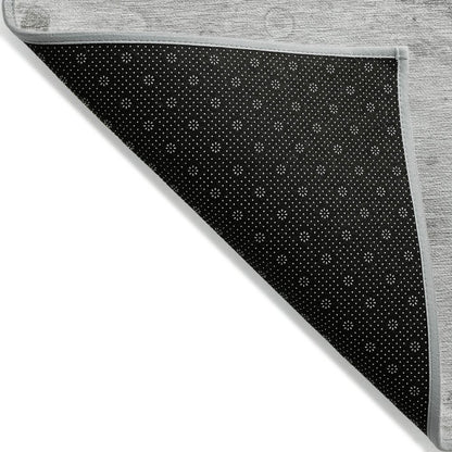 3' X 5' Pewter Gray And Silver Abstract Washable Indoor Outdoor Area Rug
