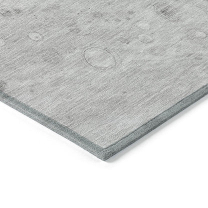 3' X 5' Pewter Gray And Silver Abstract Washable Indoor Outdoor Area Rug