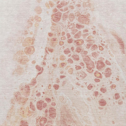 3' X 5' Salmon And Ivory Abstract Washable Indoor Outdoor Area Rug