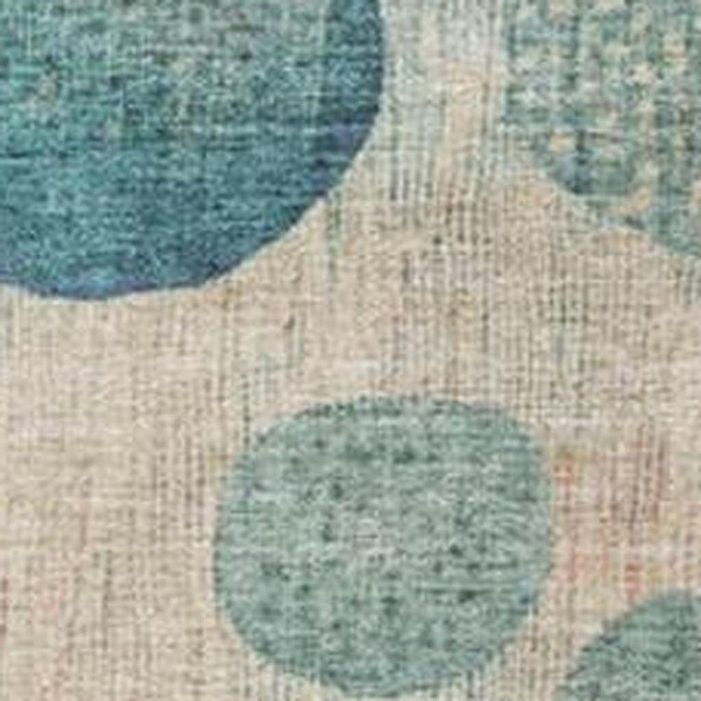 3' X 5' Teal Blue And Blush Geometric Washable Indoor Outdoor Area Rug