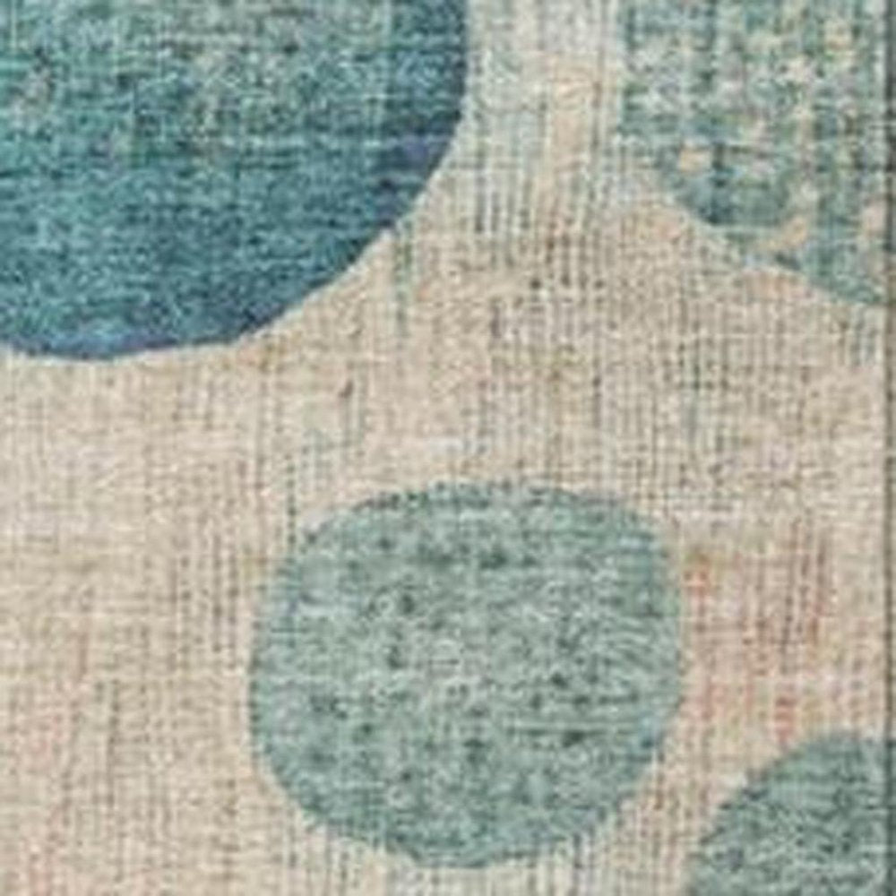 3' X 5' Teal Blue And Blush Geometric Washable Indoor Outdoor Area Rug