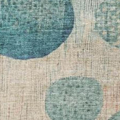 3' X 5' Teal Blue And Blush Geometric Washable Indoor Outdoor Area Rug