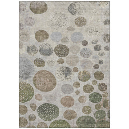 3' X 5' Taupe And Ivory Geometric Washable Indoor Outdoor Area Rug