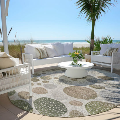 3' X 5' Taupe And Ivory Geometric Washable Indoor Outdoor Area Rug