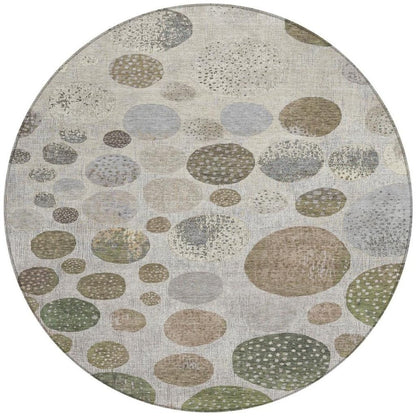 3' X 5' Taupe And Ivory Geometric Washable Indoor Outdoor Area Rug