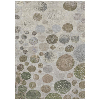 3' X 5' Taupe And Ivory Geometric Washable Indoor Outdoor Area Rug