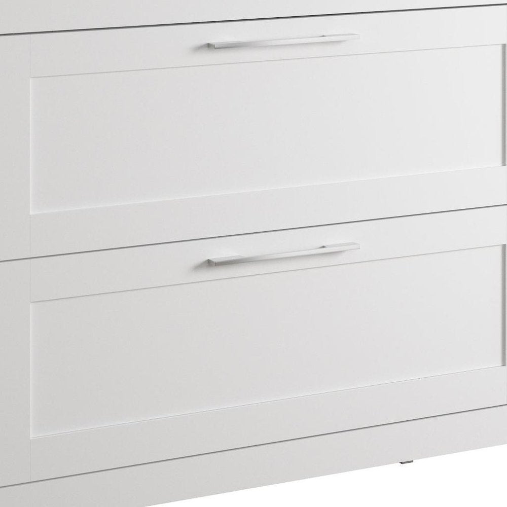 40" White Wood Freestanding Bathroom Vanity With White Sink And Two Drawers