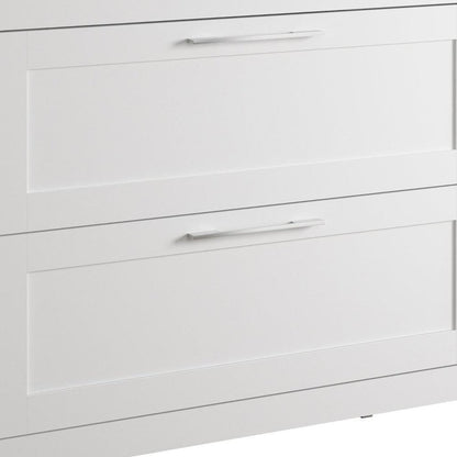 40" White Wood Freestanding Bathroom Vanity With White Sink And Two Drawers