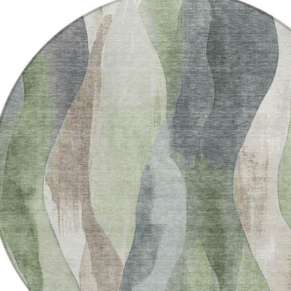 3' X 5' Fern Green And Gray Abstract Washable Indoor Outdoor Area Rug