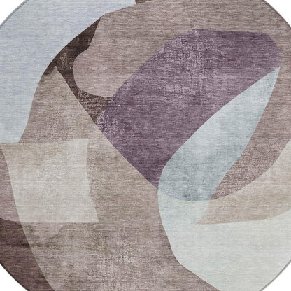 3' X 5' Brown And Taupe Abstract Washable Indoor Outdoor Area Rug