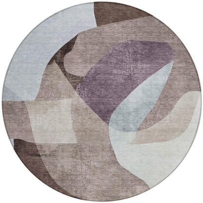 3' X 5' Brown And Taupe Abstract Washable Indoor Outdoor Area Rug