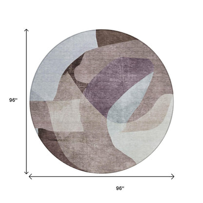 3' X 5' Brown And Taupe Abstract Washable Indoor Outdoor Area Rug