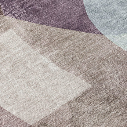 3' X 5' Brown And Taupe Abstract Washable Indoor Outdoor Area Rug
