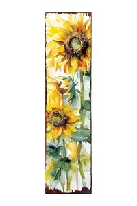 36" Brown Green And Yellow Sunflowers Solid Wood Porch Sign