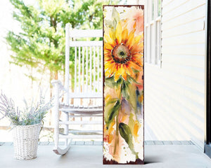 36" Yellow Brown And Green Sunflowers Solid Wood Porch Sign