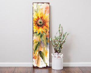 36" Yellow Brown And Green Sunflowers Solid Wood Porch Sign