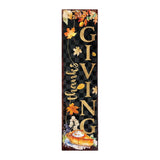 36" Black And Orange Solid Wood Thanksgiving Autumn Leaves Porch Sign