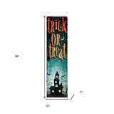 36" Black Orange And Green Solid Wood Trick or Treat Halloween Porch Sign